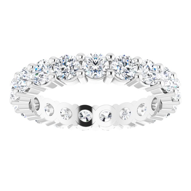 10K Gold Round Lab-Grown Diamond Shared-Prong Eternity Band – 3.5 mm Stones - White Gold - view 3