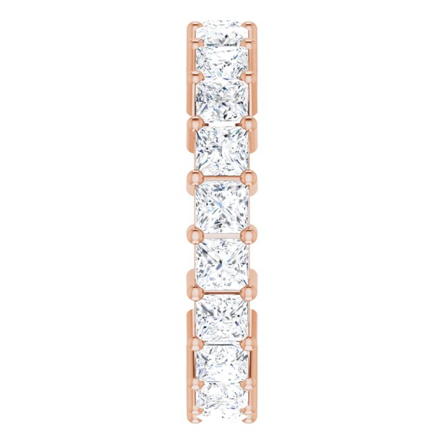 10K Gold Square Natural Diamond Shared-Prong Eternity Band – 3.25x3.25 mm Stones - Rose Gold - view 4