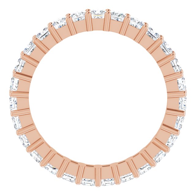 10K Gold Square Lab-Grown Diamond Shared-Prong Eternity Band – 2.5x2.5 mm Stones - Rose Gold - view 2