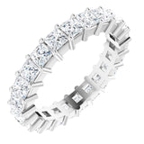 10K Gold Square Lab-Grown Diamond Shared-Prong Eternity Band – 3x3 mm Stones - White Gold