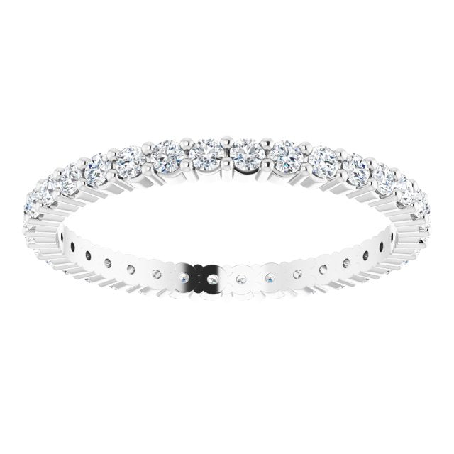 10K Gold Round Lab-Grown Diamond Shared-Prong Eternity Band – 1.75 mm Stones - White Gold - view 3