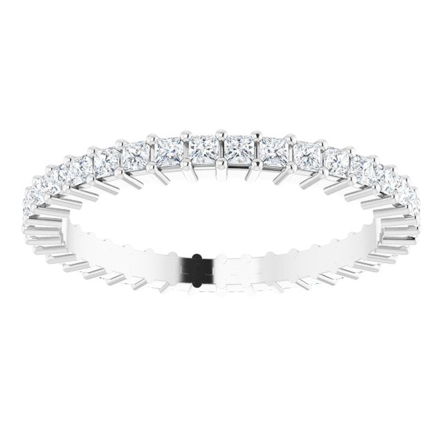 10K Gold Square Natural Diamond Shared-Prong Eternity Band – 1.5x1.5 mm Stones - White Gold - view 3