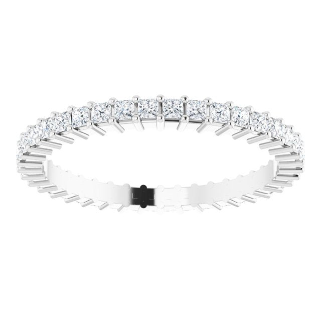 10K Gold Square Natural Diamond Shared-Prong Eternity Band – 1.5x1.5 mm Stones - White Gold - view 3