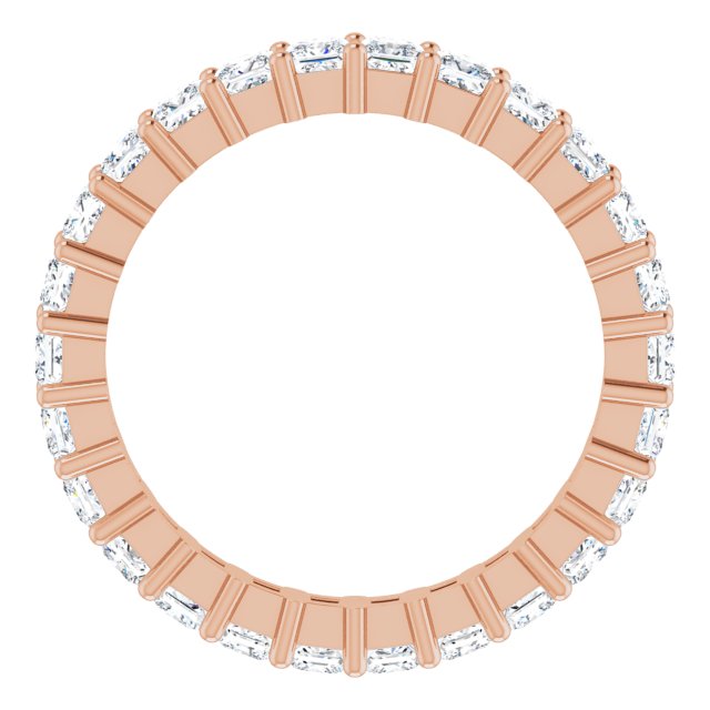 10K Gold Square Natural Diamond Shared-Prong Eternity Band – 2.5x2.5 mm Stones - Rose Gold - view 2