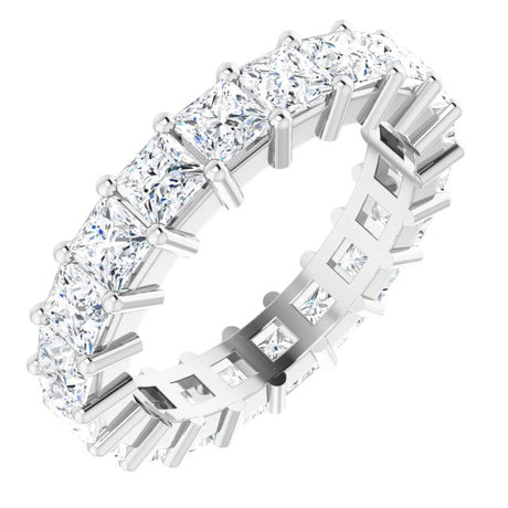 10K Gold Square Natural Diamond Shared-Prong Eternity Band – 3.5x3.5 mm Stones - White Gold