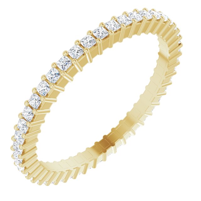 10K Gold Square Natural Diamond Shared-Prong Eternity Band – 1.25x1.25 mm Stones - Yellow Gold