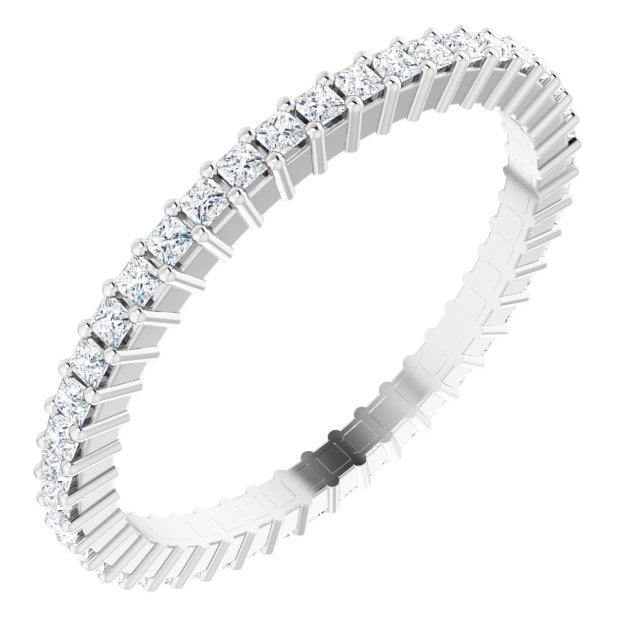10K Gold Square Lab-Grown Diamond Shared-Prong Eternity Band – 1.25x1.25 mm Stones - White Gold