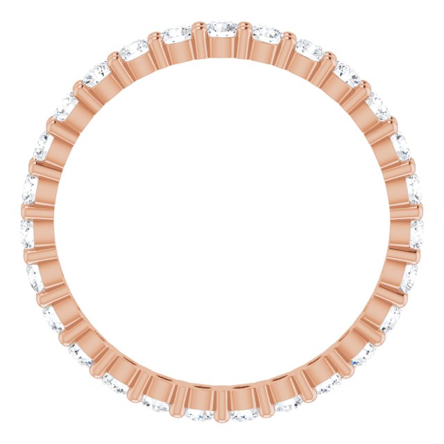 10K Gold Round Lab-Grown Diamond Shared-Prong Eternity Band – 2.25 mm Stones - Rose Gold - view 2