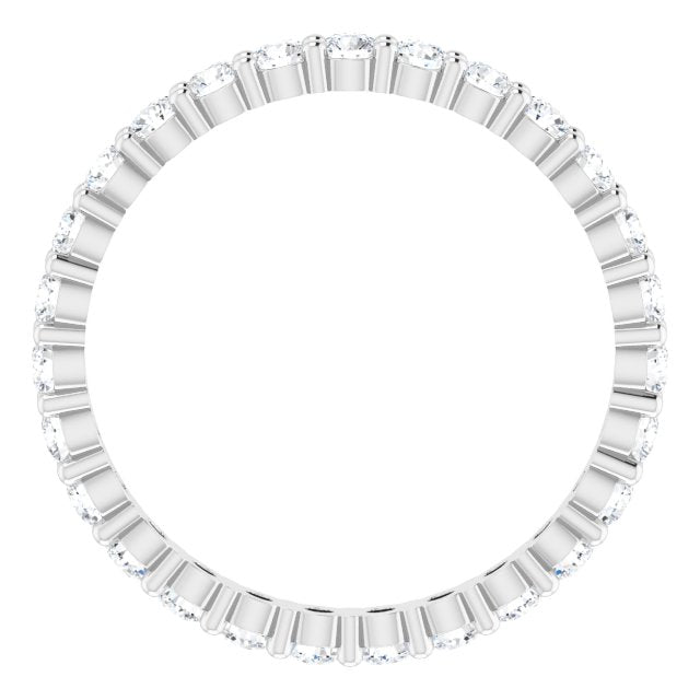10K Gold Round Lab-Grown Diamond Shared-Prong Eternity Band – 2.25 mm Stones - White Gold - view 2