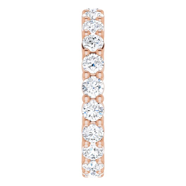 10K Gold Round Lab-Grown Diamond Shared-Prong Eternity Band – 3 mm Stones - Rose Gold - view 4