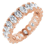14K Gold Oval Natural Diamond Shared-Prong Eternity Band – 5x3 mm Stones - Rose Gold