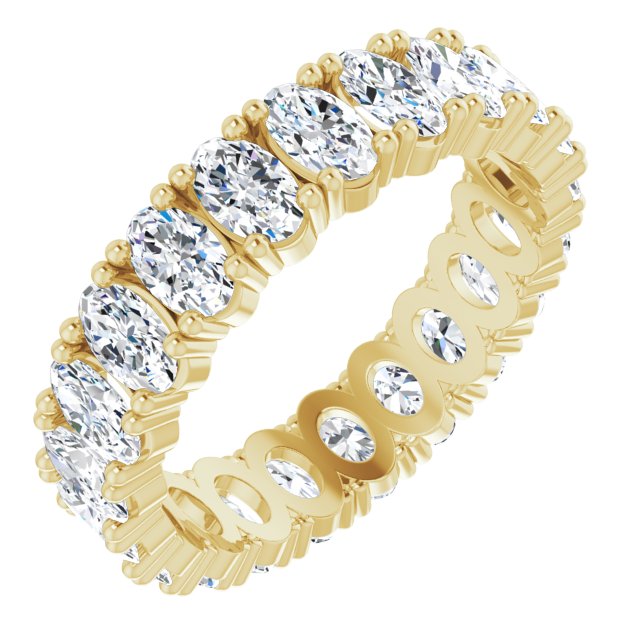 10K Gold Oval Lab-Grown Diamond Shared-Prong Eternity Band – 5x3 mm Stones - Yellow Gold