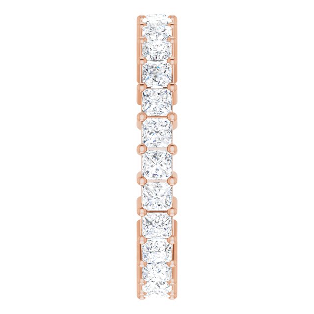 10K Gold Square Natural Diamond Shared-Prong Eternity Band – 2.5x2.5 mm Stones - Rose Gold - view 4