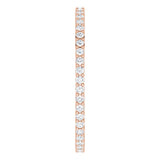 10K Gold Round Natural Diamond Shared-Prong Eternity Band – 1.3 mm Stones - Rose Gold - view 4