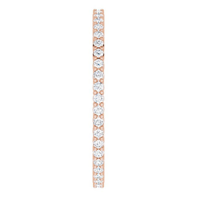 10K Gold Round Lab-Grown Diamond Shared-Prong Eternity Band – 1.3 mm Stones - Rose Gold - view 4