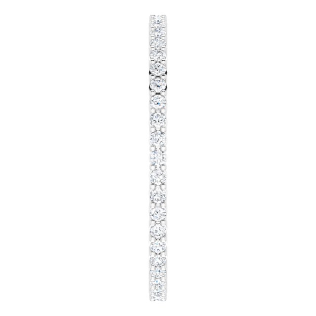 10K Gold Round Lab-Grown Diamond Shared-Prong Eternity Band – 1.3 mm Stones - White Gold - view 4