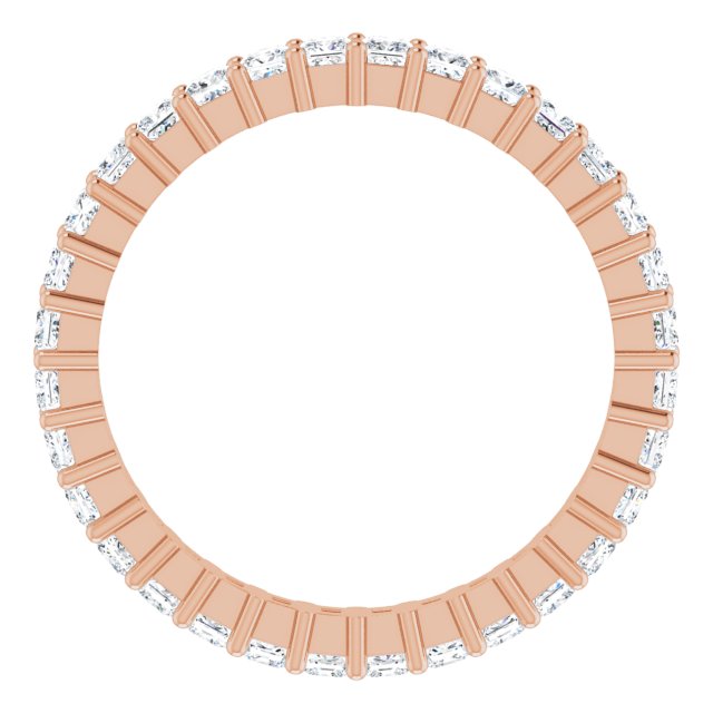 10K Gold Square Natural Diamond Shared-Prong Eternity Band – 2x2 mm Stones - Rose Gold - view 2