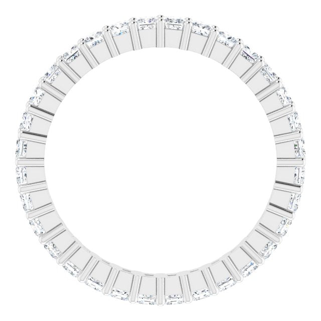 10K Gold Square Natural Diamond Shared-Prong Eternity Band – 2x2 mm Stones - White Gold - view 2