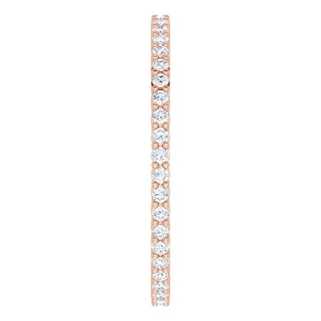 10K Gold Round Lab-Grown Diamond Shared-Prong Eternity Band – 1.3 mm Stones - Rose Gold - view 4