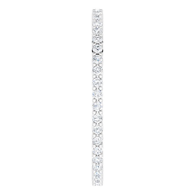 10K Gold Round Lab-Grown Diamond Shared-Prong Eternity Band – 1.3 mm Stones - White Gold - view 4