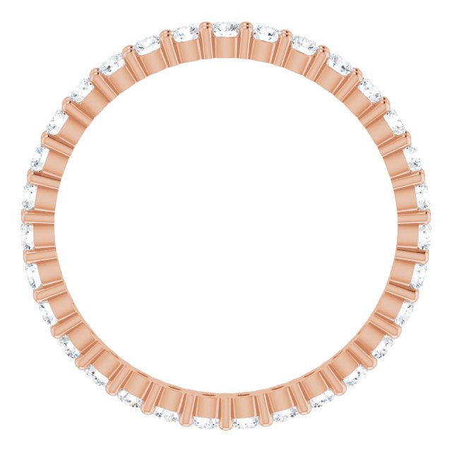 10K Gold Round Natural Diamond Shared-Prong Eternity Band – 2 mm Stones - Rose Gold - view 2