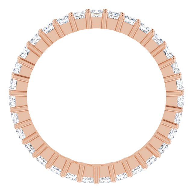 10K Gold Square Natural Diamond Shared-Prong Eternity Band – 2x2 mm Stones - Rose Gold - view 2