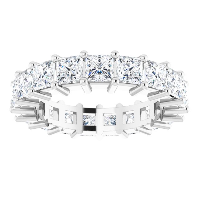 10K Gold Square Lab-Grown Diamond Shared-Prong Eternity Band – 3.75x3.75 mm Stones - White Gold - view 3