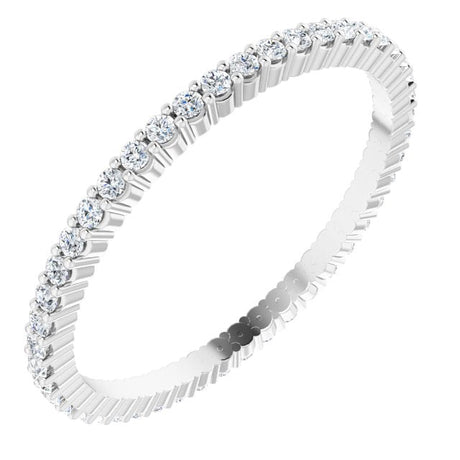 10K Gold Round Natural Diamond Shared-Prong Eternity Band – 1.3 mm Stones - White Gold