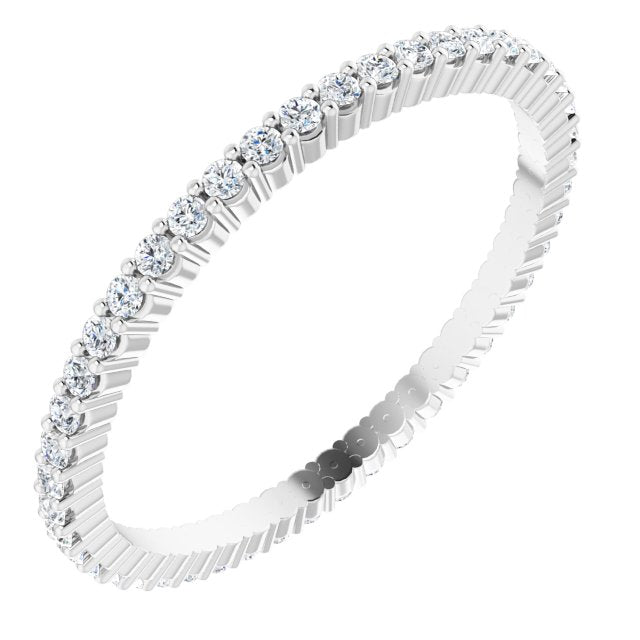 10K Gold Round Natural Diamond Shared-Prong Eternity Band – 1.3 mm Stones - White Gold