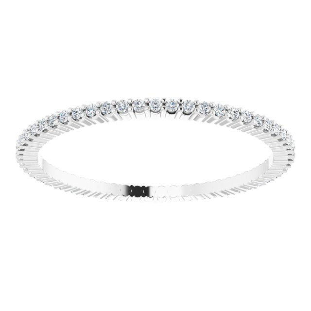 10K Gold Round Natural Diamond Shared-Prong Eternity Band – 1 mm Stones - White Gold - view 3