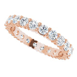 10K Gold Round Lab-Grown Diamond Shared-Prong Eternity Band – 3 mm Stones - Rose Gold - view 5