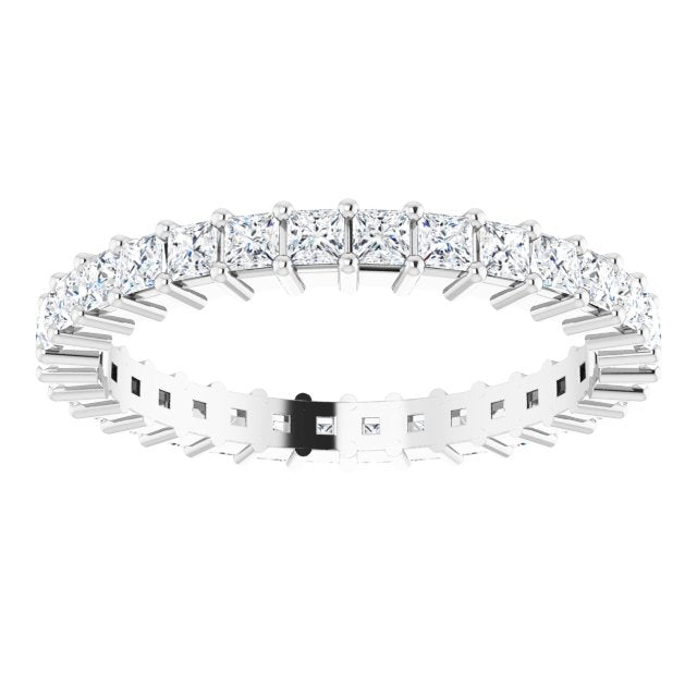 10K Gold Square Natural Diamond Shared-Prong Eternity Band – 2x2 mm Stones - White Gold - view 3