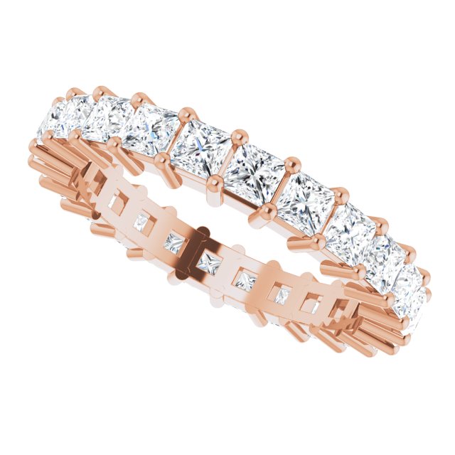 10K Gold Square Lab-Grown Diamond Shared-Prong Eternity Band – 2.75x2.75 mm Stones - Rose Gold - view 5