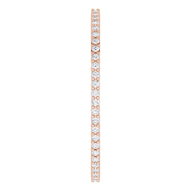 10K Gold Round Lab-Grown Diamond Shared-Prong Eternity Band – 1 mm Stones - Rose Gold - view 4