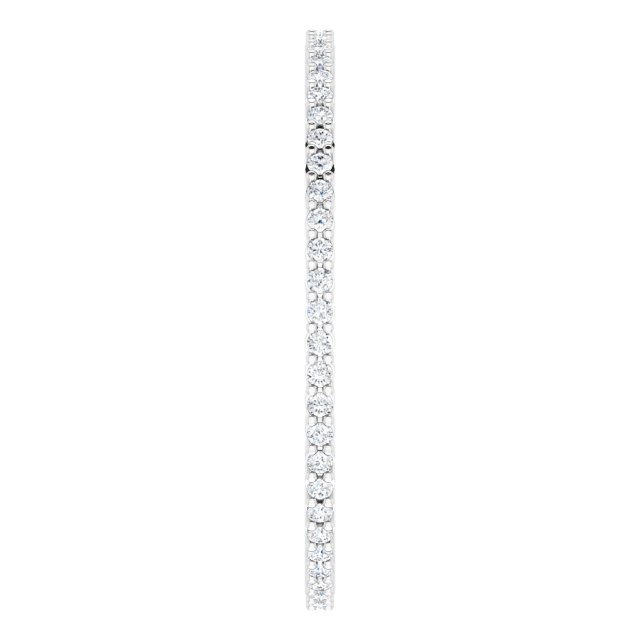 10K Gold Round Natural Diamond Shared-Prong Eternity Band – 1 mm Stones - White Gold - view 4