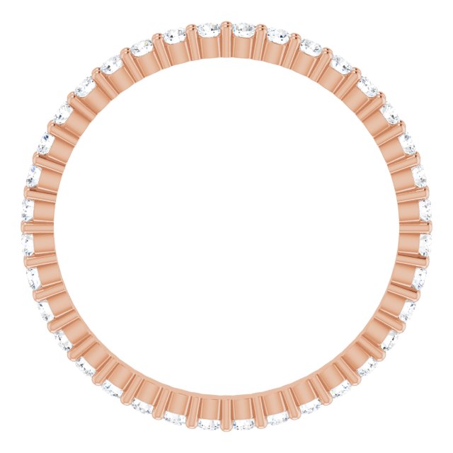 10K Gold Round Natural Diamond Shared-Prong Eternity Band – 1.7 mm Stones - Rose Gold - view 2