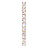 10K Gold Round Natural Diamond Shared-Prong Eternity Band – 2 mm Stones - Rose Gold - view 4