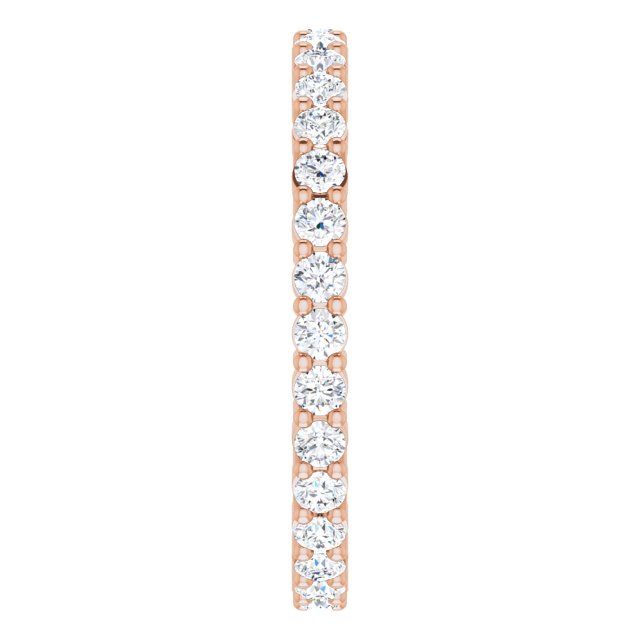 10K Gold Round Natural Diamond Shared-Prong Eternity Band – 2 mm Stones - Rose Gold - view 4