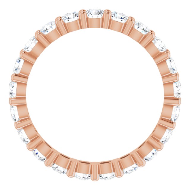 10K Gold Round Lab-Grown Diamond Shared-Prong Eternity Band – 3 mm Stones - Rose Gold - view 2