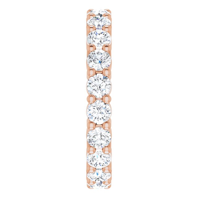 10K Gold Round Natural Diamond Shared-Prong Eternity Band – 3.2 mm Stones - Rose Gold - view 4