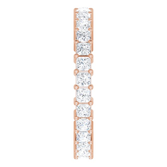 10K Gold Square Natural Diamond Shared-Prong Eternity Band – 2.25x2.25 mm Stones - Rose Gold - view 4