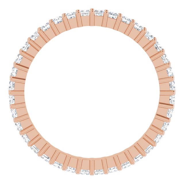 10K Gold Square Natural Diamond Shared-Prong Eternity Band – 1.75x1.75 mm Stones - Rose Gold - view 2