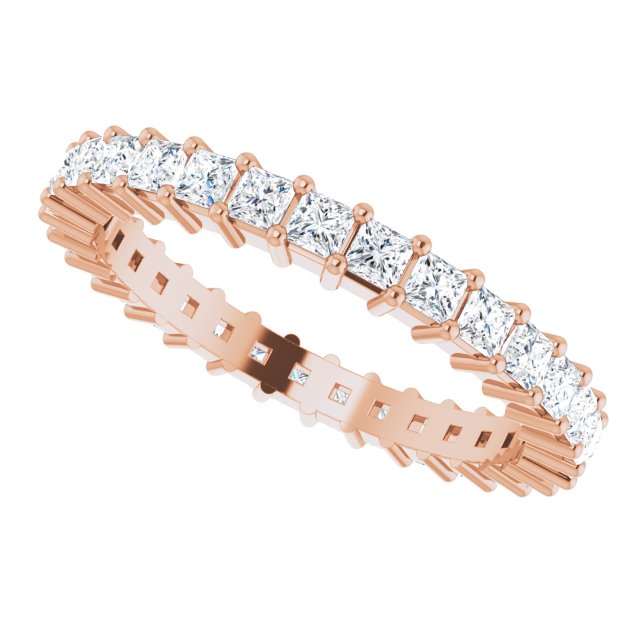 10K Gold Square Natural Diamond Shared-Prong Eternity Band – 2x2 mm Stones - Rose Gold - view 5