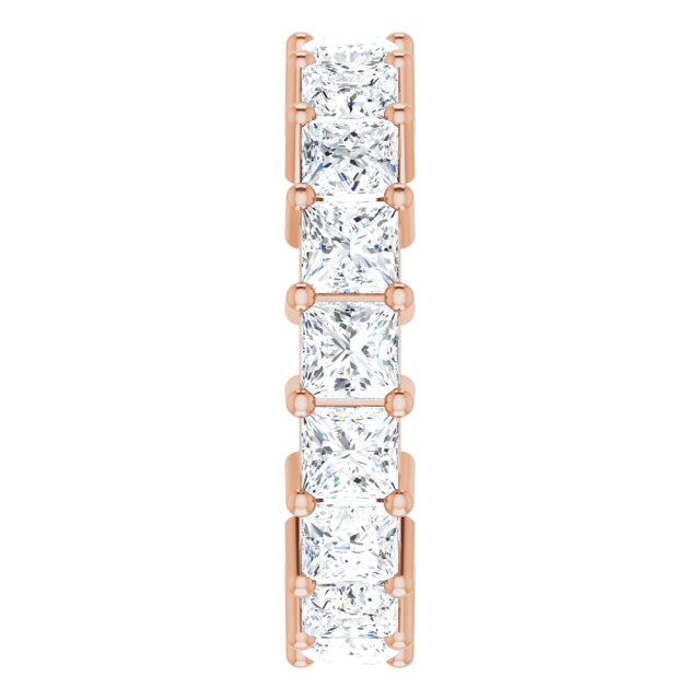 10K Gold Square Lab-Grown Diamond Shared-Prong Eternity Band – 4x4 mm Stones - Rose Gold - view 4