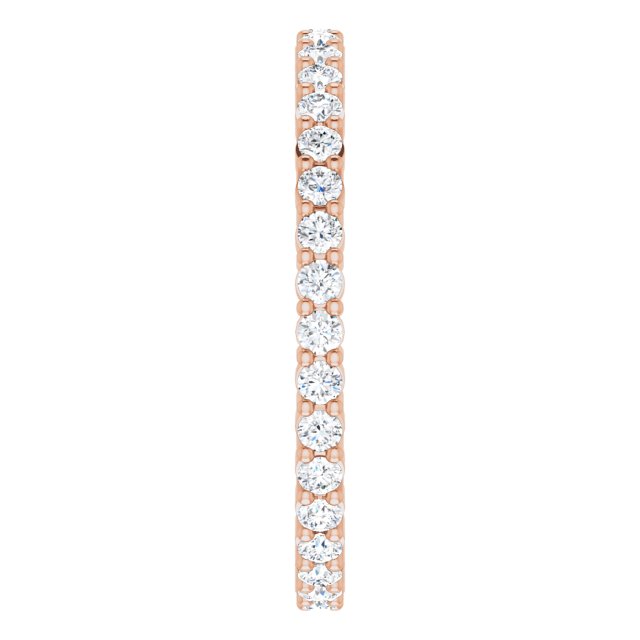 10K Gold Round Lab-Grown Diamond Shared-Prong Eternity Band – 1.75 mm Stones - Rose Gold - view 4