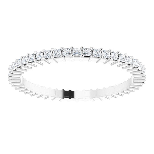 10K Gold Square Natural Diamond Shared-Prong Eternity Band – 1.25x1.25 mm Stones - White Gold - view 3