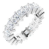 10K Gold Square Natural Diamond Shared-Prong Eternity Band – 4x4 mm Stones - White Gold