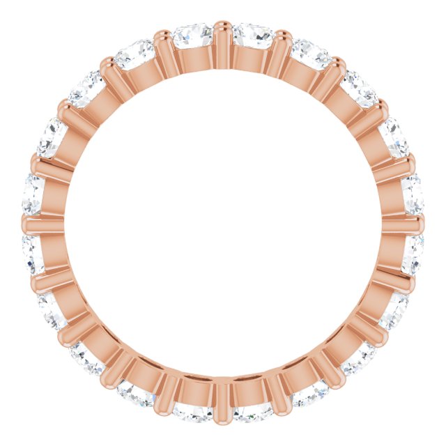 10K Gold Round Natural Diamond Shared-Prong Eternity Band – 3.2 mm Stones - Rose Gold - view 2