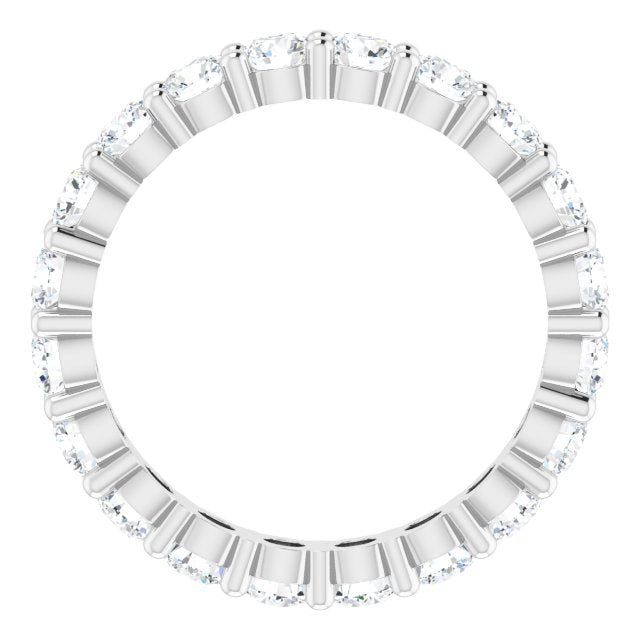 10K Gold Round Natural Diamond Shared-Prong Eternity Band – 3.2 mm Stones - White Gold - view 2