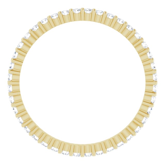 14K Gold Round Natural Diamond Shared-Prong Eternity Band – 1.5 mm Stones - Yellow Gold - view 2